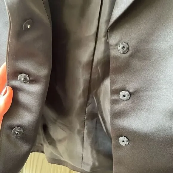 Tahari Arthur S. Levine Luxe Black Blazer Satin Finish Size 12 - Picture 5 of 9